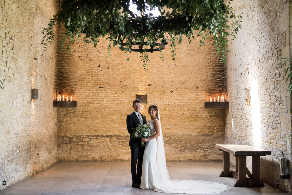 Bride Bridal Embellished Sequin Boat Neck Sleeveless Veil Bouquet Greenery White Reiss Waistcoat Groom Navy Greenery Chandelier Elegant Chic Modern Wedding Kayleigh Pope Photography