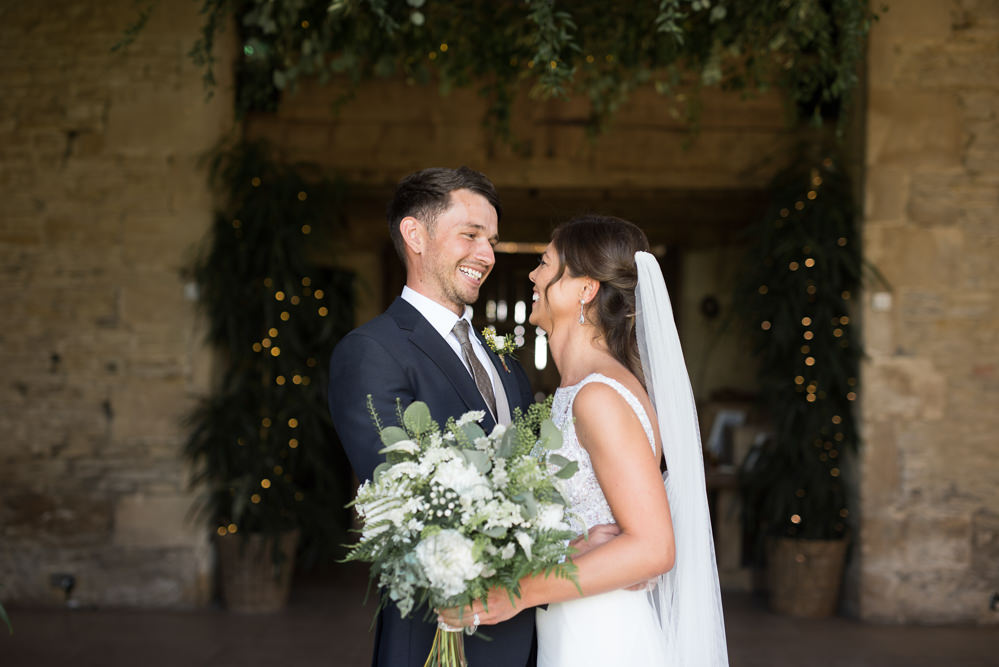 Bride Bridal Embellished Sequin Boat Neck Sleeveless Veil Bouquet Greenery White Reiss Waistcoat Groom Navy Elegant Chic Modern Wedding Kayleigh Pope Photography