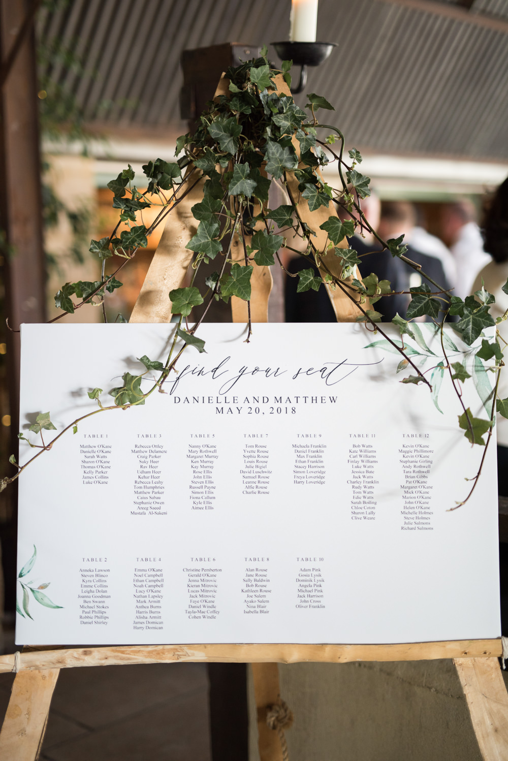 Table Plan Ivy Easel Calligraphy Elegant Chic Modern Wedding Kayleigh Pope Photography