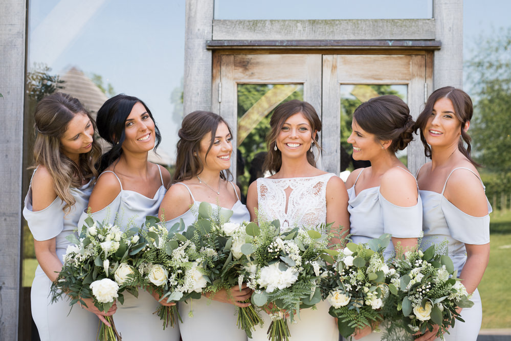 Bride Bridal Bridesmaids Greenery Foliage Bouquet White Flowers Floral Elegant Chic Modern Wedding Kayleigh Pope Photography