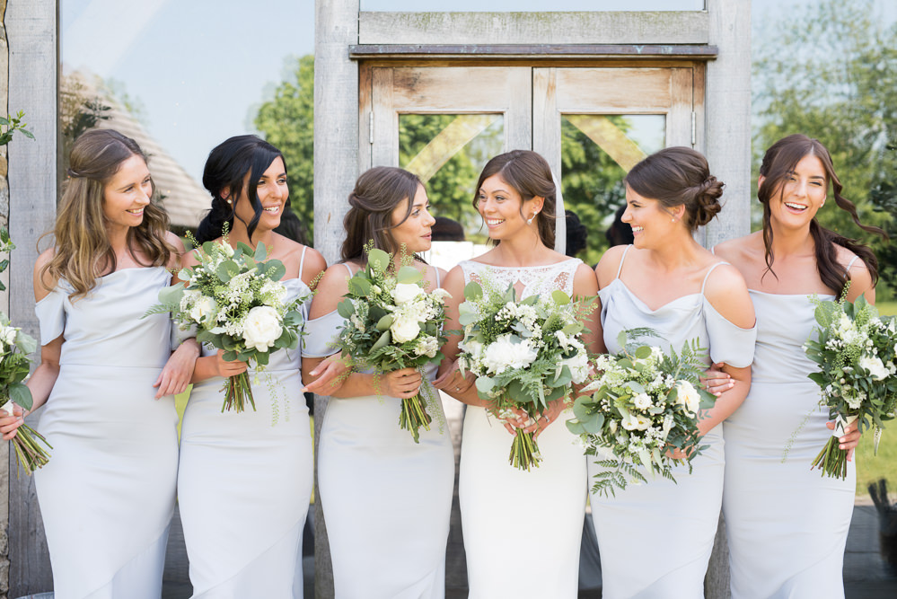 Bride Bridal Bridesmaids Greenery Foliage Bouquet White Flowers Floral Elegant Chic Modern Wedding Kayleigh Pope Photography