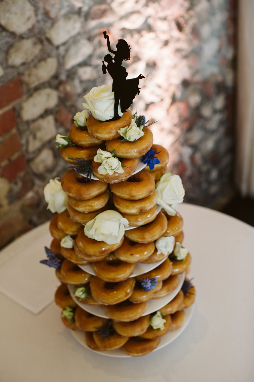 Travel Wine Inspired Rustic Outdoor Natural Farm Field Countryside Doughnut Donut Tower Funny Topper | Farbridge Barn Wedding Jamie Dunn Photography
