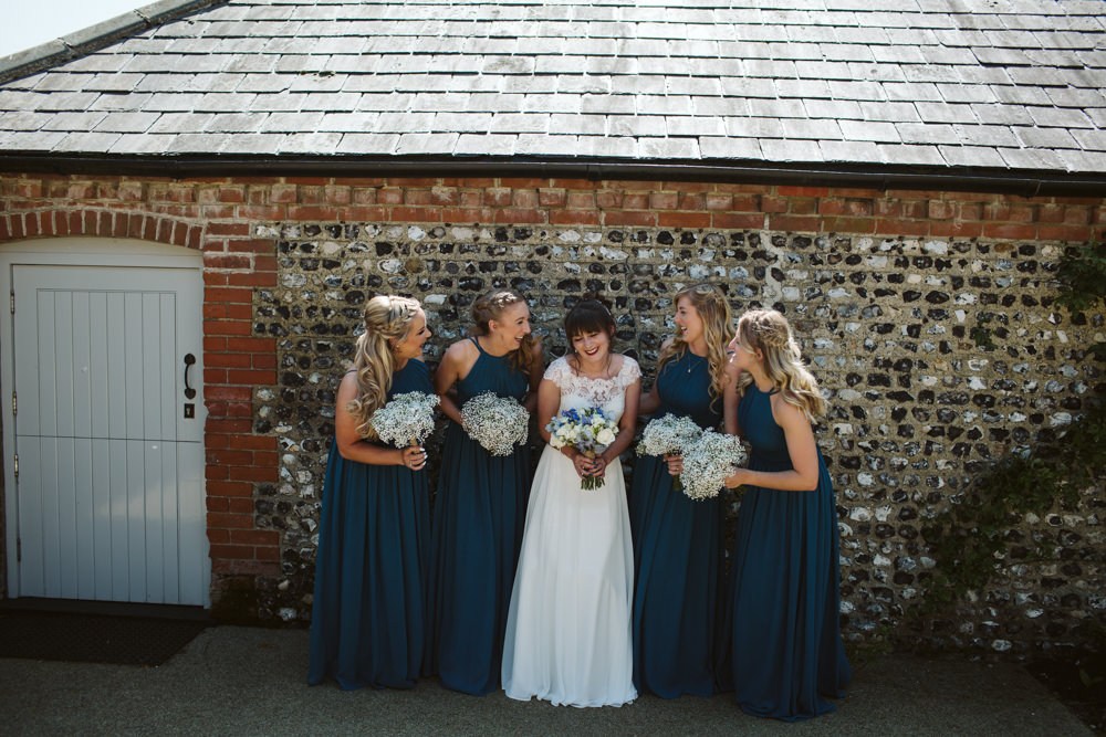 Travel Wine Inspired Rustic Outdoor Natural Farm Field Bride Bridesmaids Navy Dresses White Bouquets | Farbridge Barn Wedding Jamie Dunn Photography
