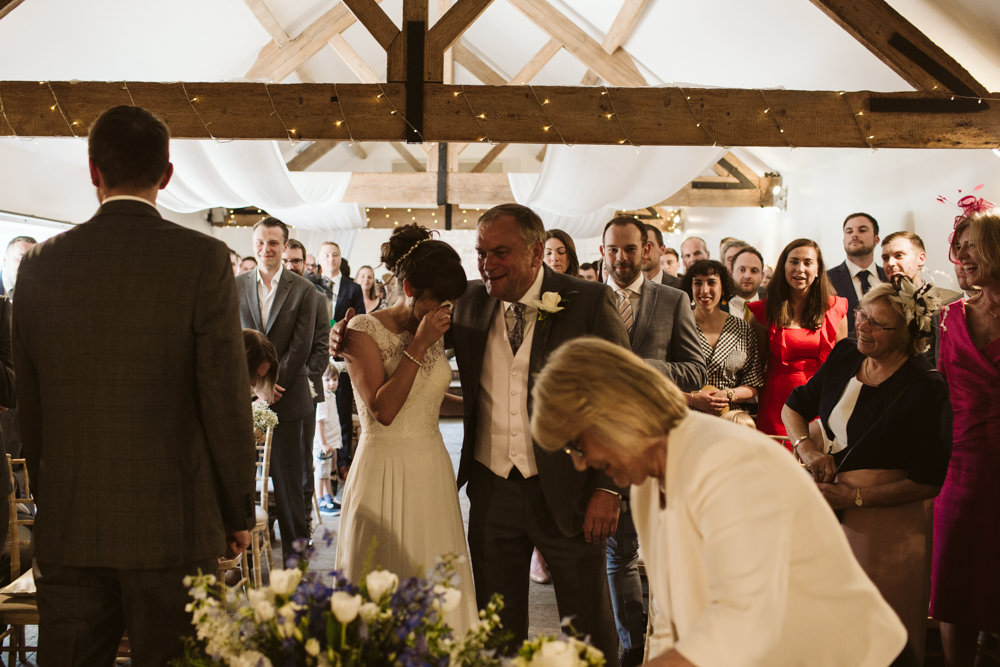Travel Wine Inspired Rustic Outdoor Natural Farm Field Bride Father Ceremony Aisle | Farbridge Barn Wedding Jamie Dunn Photography