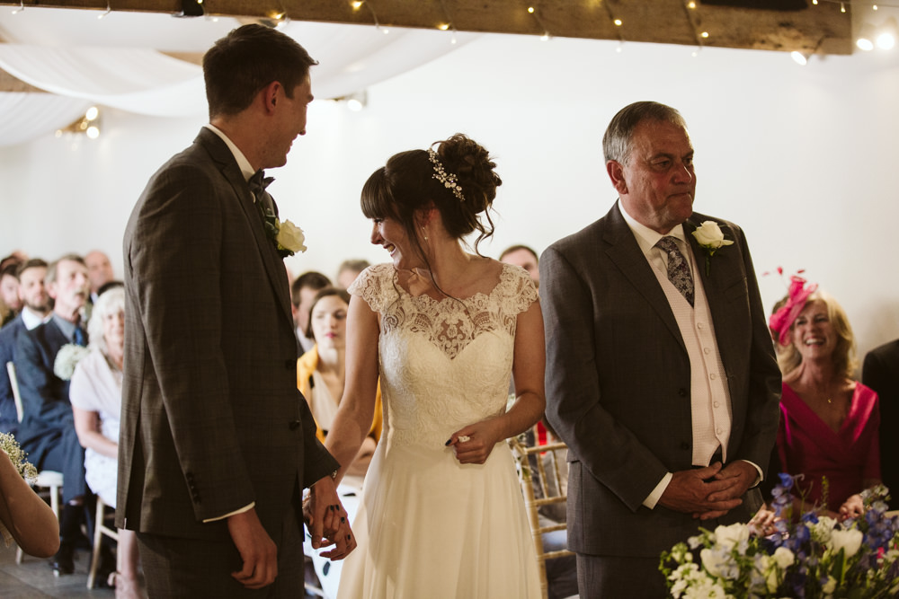 Travel Wine Inspired Rustic Outdoor Natural Farm Field Bride Father Groom Ceremony Aisle | Farbridge Barn Wedding Jamie Dunn Photography