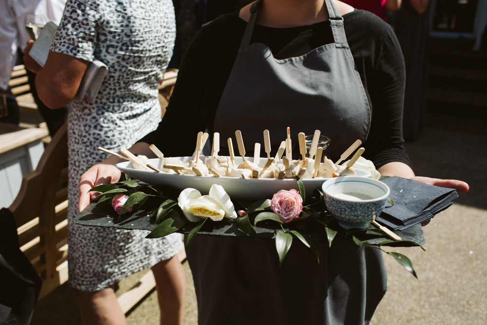 Travel Wine Inspired Rustic Outdoor Natural Farm Field Canapes Drinks Reception | Farbridge Barn Wedding Jamie Dunn Photography