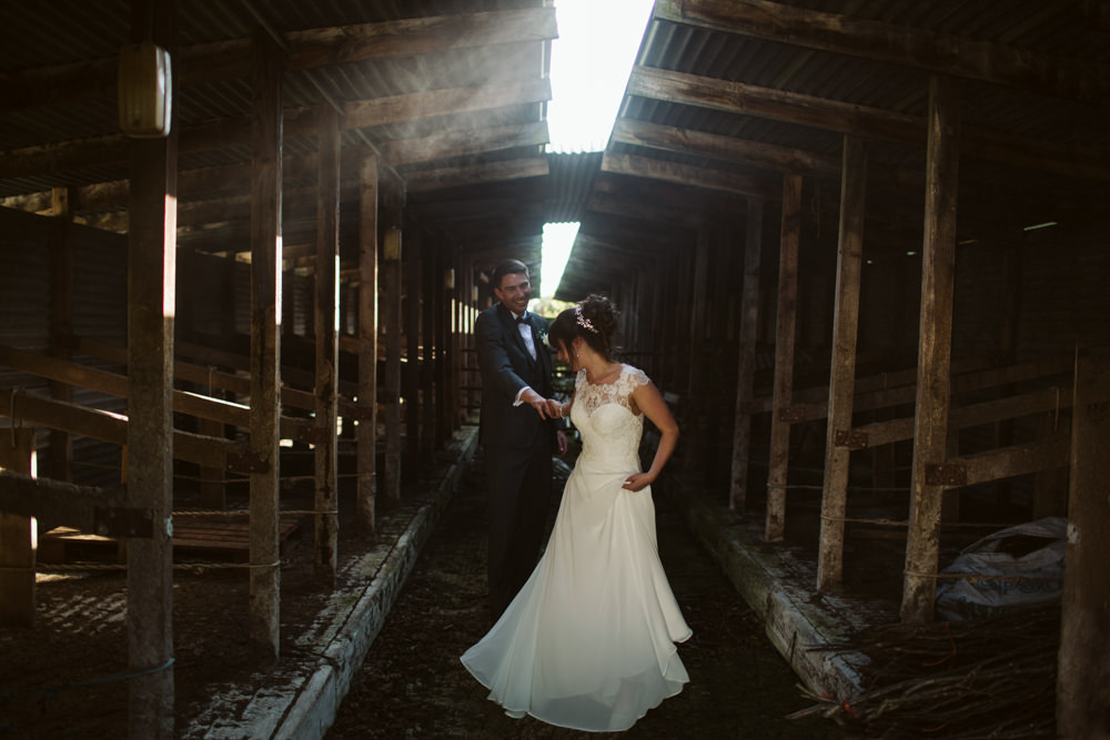 Travel Wine Inspired Rustic Outdoor Natural Farm Field Countryside Bride Groom Abandoned Dairy Farm Quirky Portraits | Farbridge Barn Wedding Jamie Dunn Photography