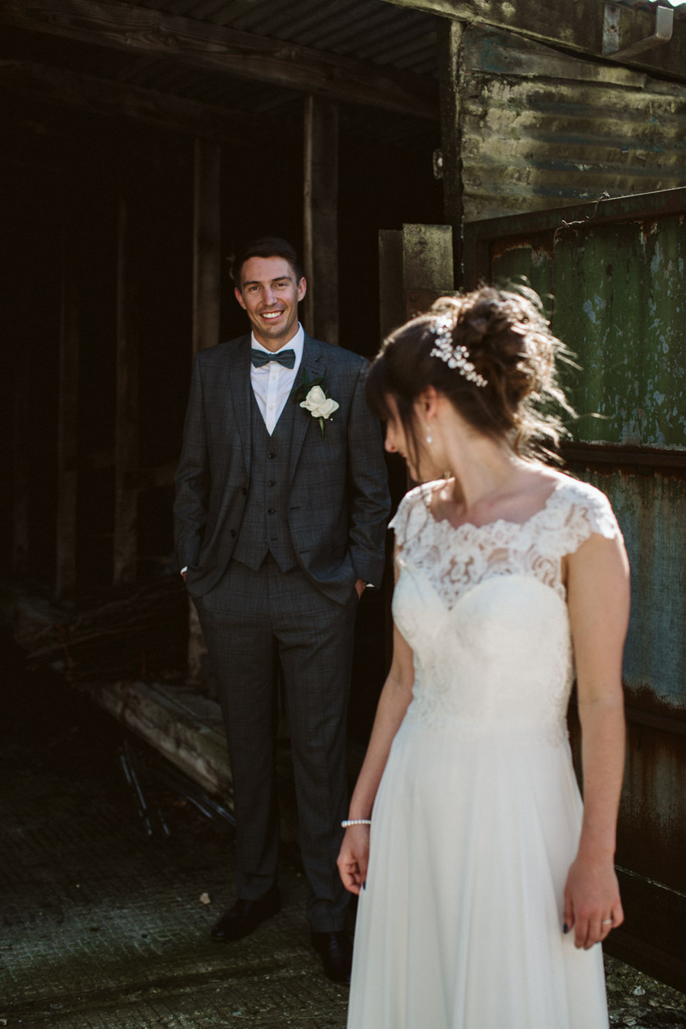 Travel Wine Inspired Rustic Outdoor Natural Farm Field Countryside Bride Groom Abandoned Dairy Farm Quirky Portraits | Farbridge Barn Wedding Jamie Dunn Photography