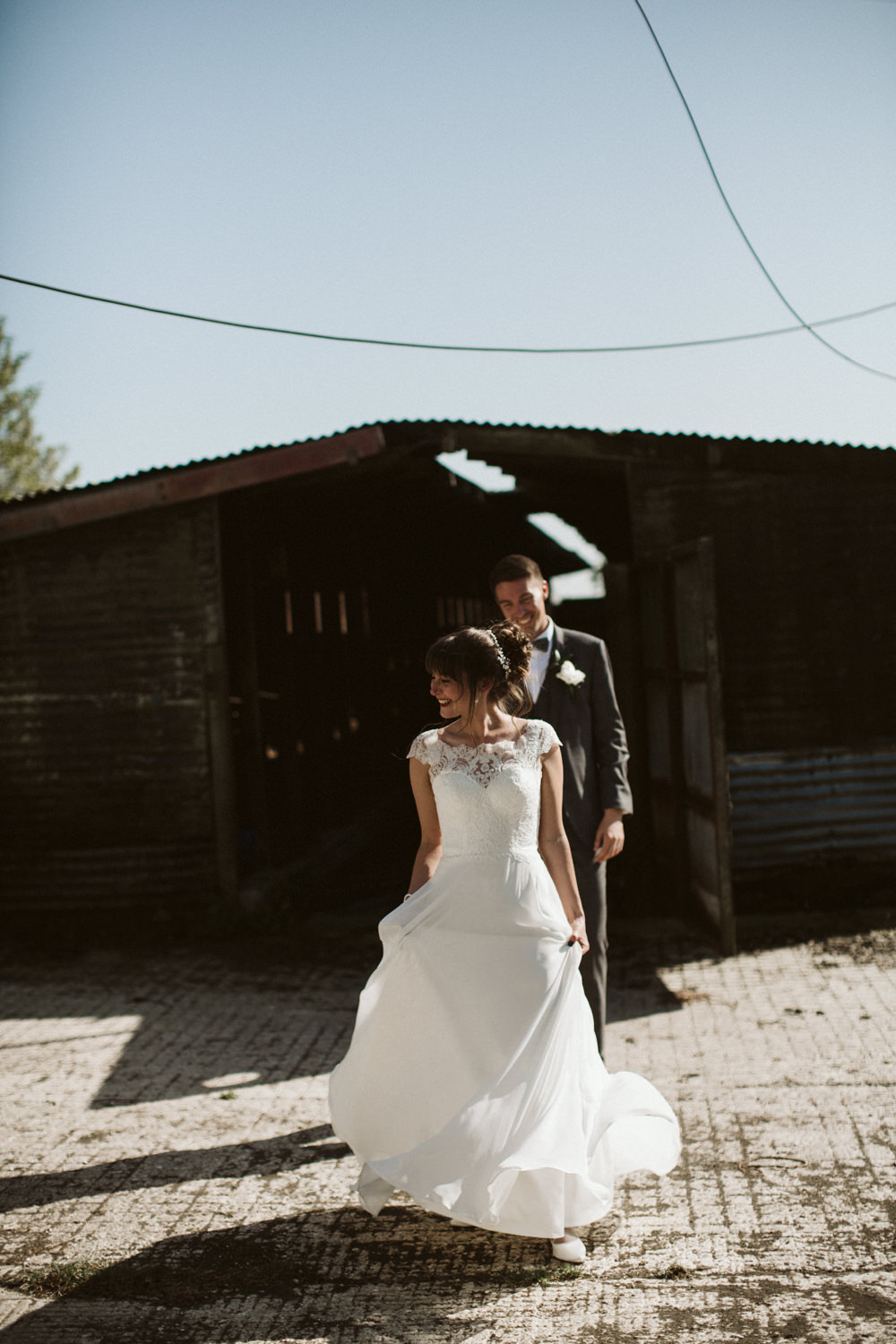 Travel Wine Inspired Rustic Outdoor Natural Farm Field Countryside Bride Groom Abandoned Dairy Farm Quirky Portraits | Farbridge Barn Wedding Jamie Dunn Photography
