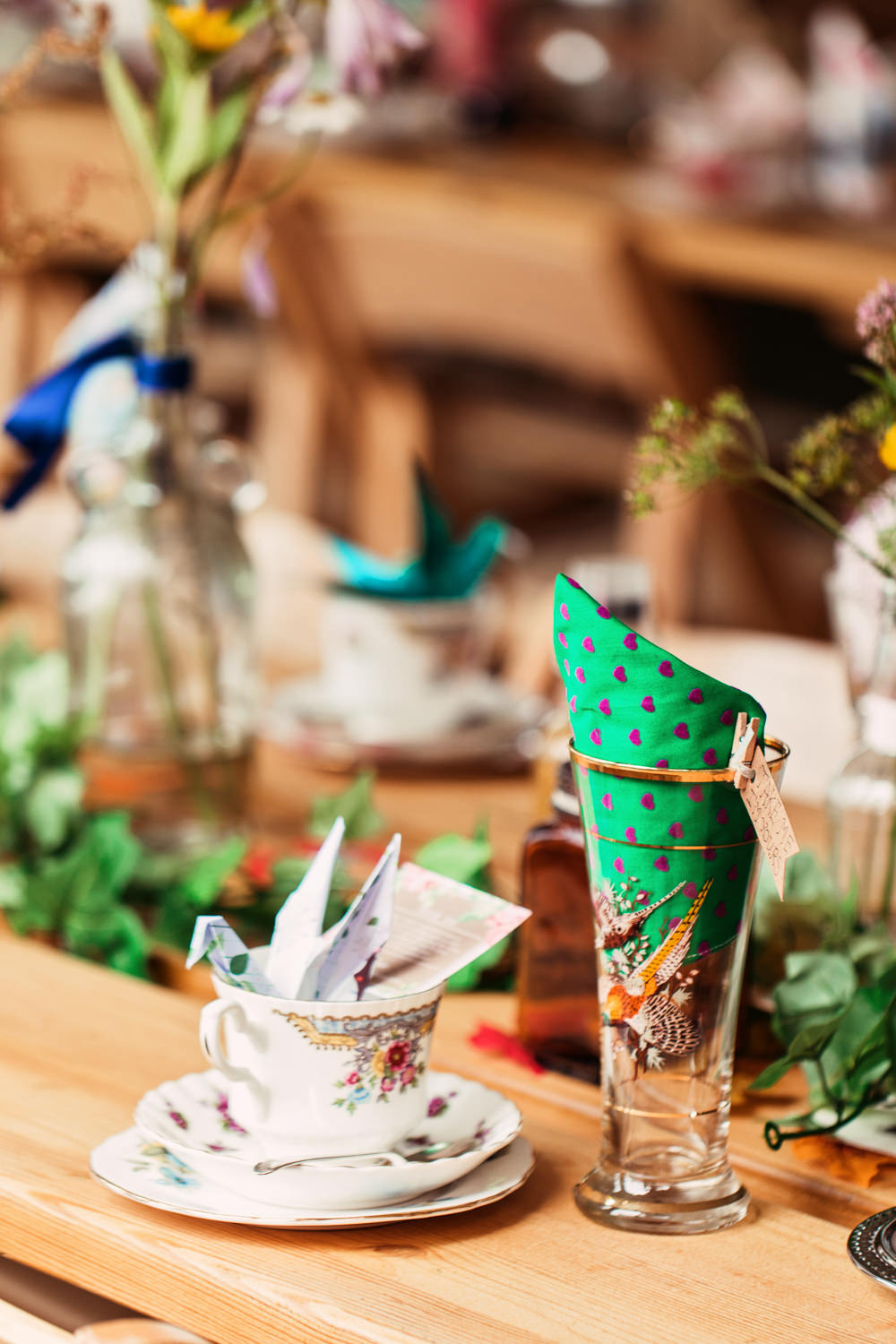 Vintage Tea Set China Table Setting Festival Wedding Mismatched Country Camilla Lucinda Photography