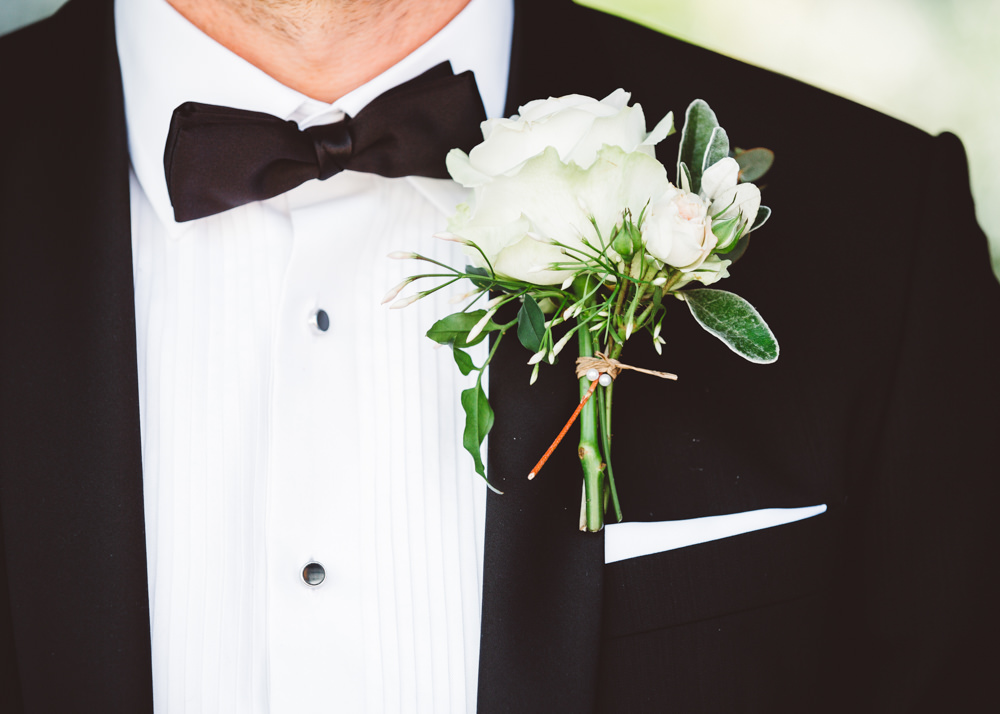 Groom Groomsmen Buttonhole Flowers White Rose Greenery George Rye Wedding Hollie Carlin Photography