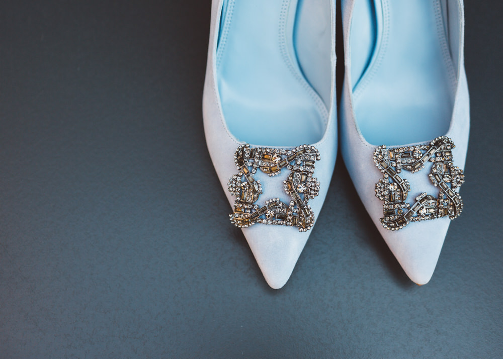 Blue Shoes Pointy Bride Bridal George Rye Wedding Hollie Carlin Photography