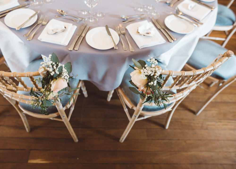 Chair Flowers Rose Greenery George Rye Wedding Hollie Carlin Photography