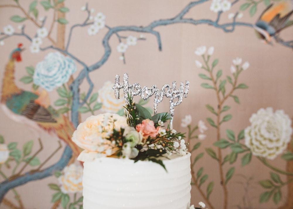 Hooray Glitter Cake Topper Silver George Rye Wedding Hollie Carlin Photography