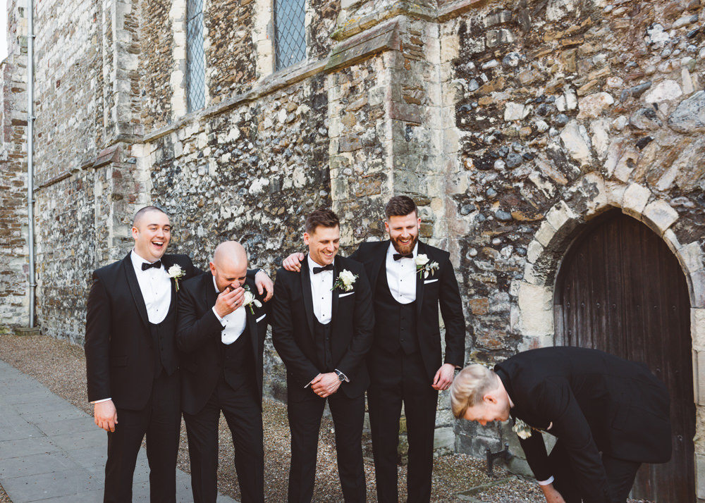 Dinner Suits Tuxedos Bow Tie Groom Groomsmen George Rye Wedding Hollie Carlin Photography
