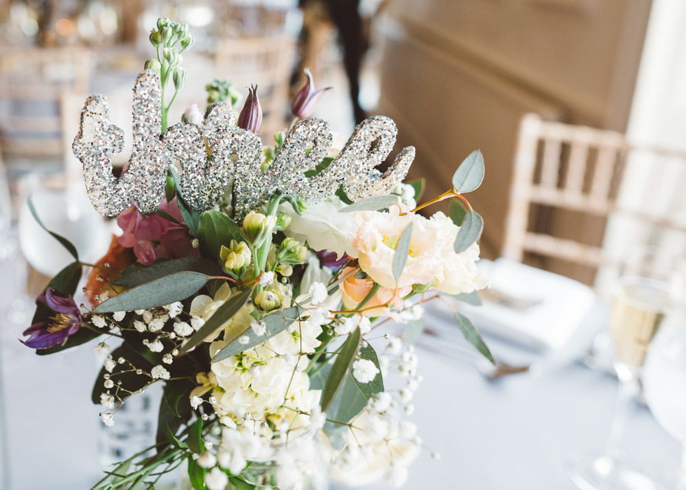 Silver Glitter Table Number George Rye Wedding Hollie Carlin Photography