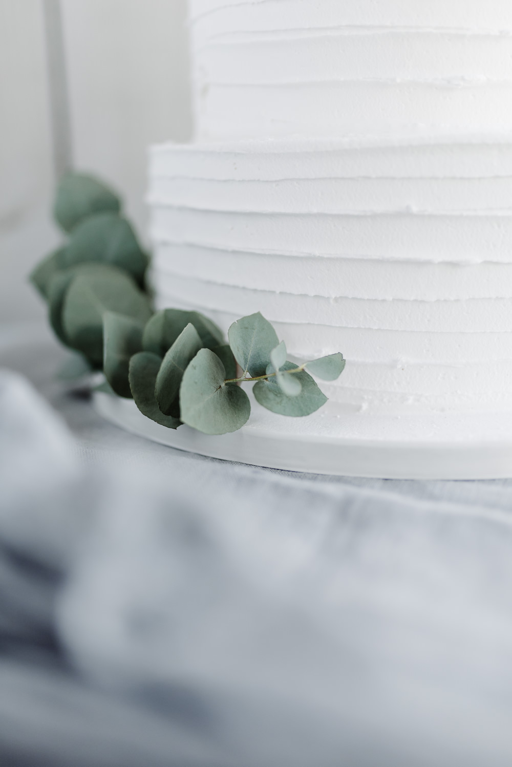 White Buttercream Iced Cake Foliage Eucalyptus Grey Violet Wedding Ideas Chloe Ely Photography