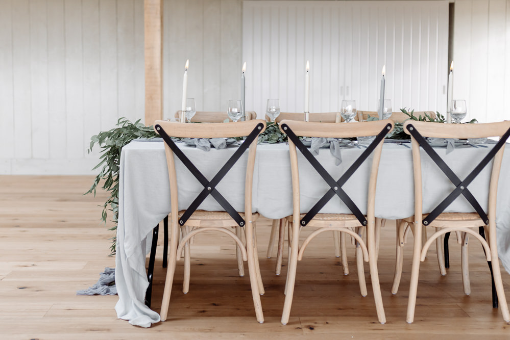 Cross Back Wooden Chairs Modern Table Grey Violet Wedding Ideas Chloe Ely Photography