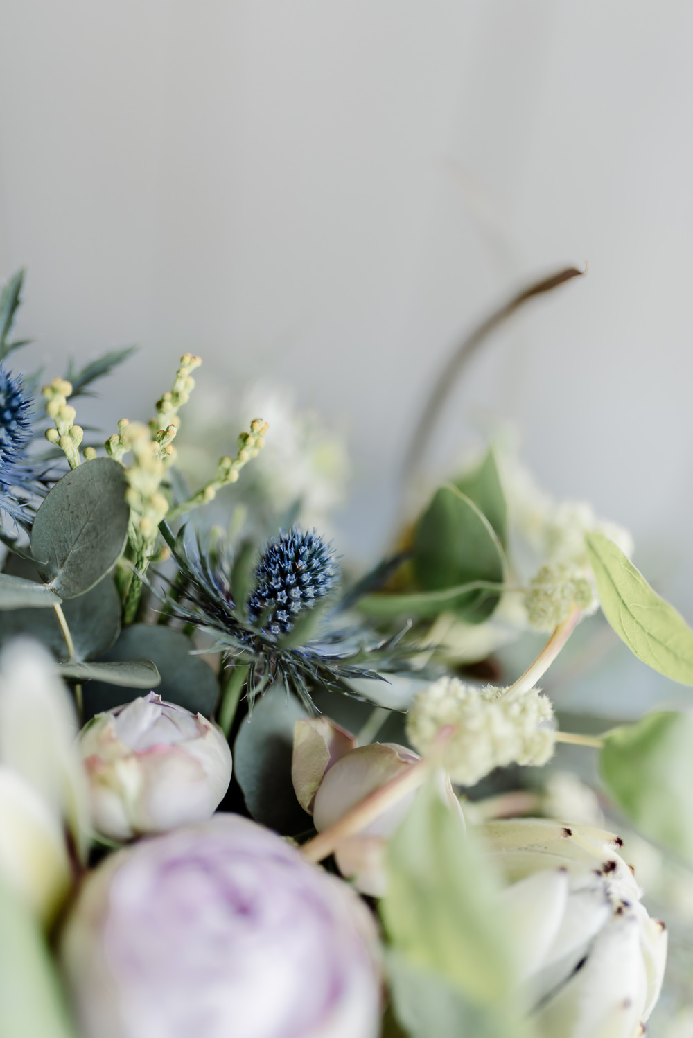 Bouquet Flowers Bride Bridal Thistle Peony Pink Peonies Grey Violet Wedding Ideas Chloe Ely Photography