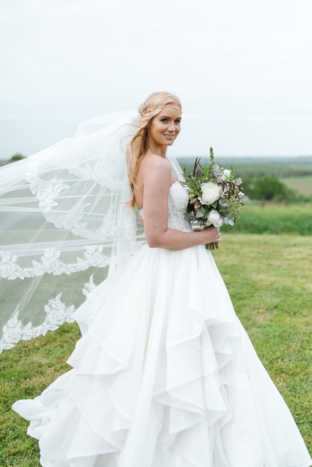 Dress Gown Bride Bridal Skirt Strapless Veil Grey Violet Wedding Ideas Chloe Ely Photography