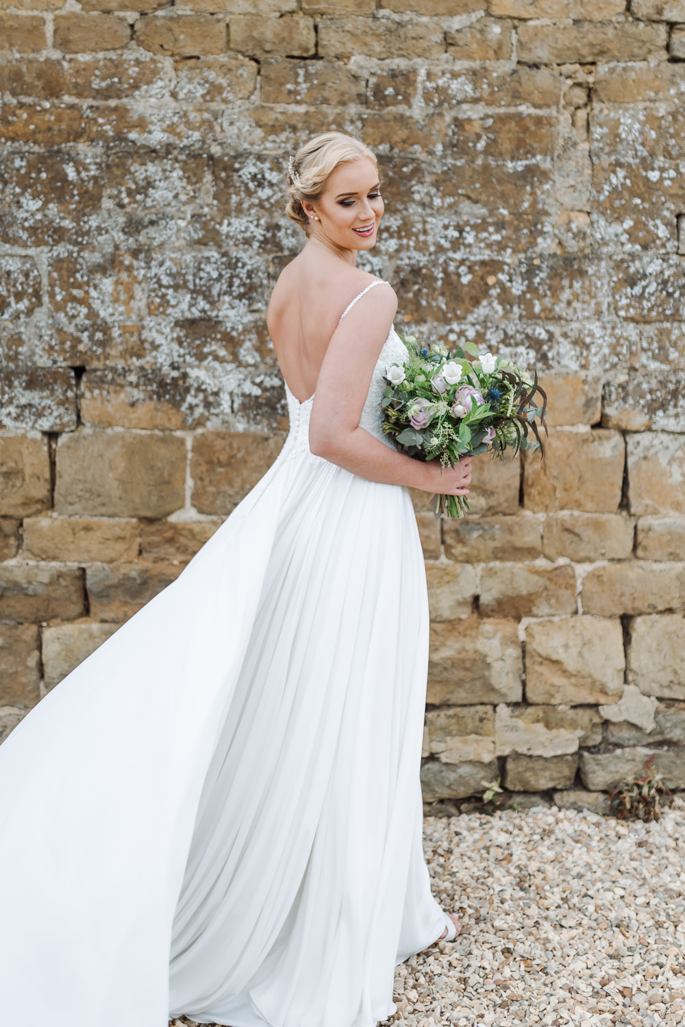 Dress Gown Bride Bridal Skirt Straps Train Grey Violet Wedding Ideas Chloe Ely Photography