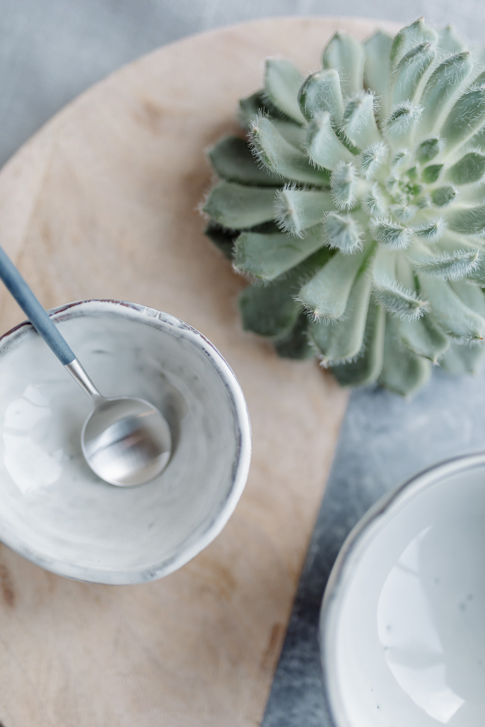 Bowl Spoon Flat Lay Tablescape Grey Violet Wedding Ideas Chloe Ely Photography
