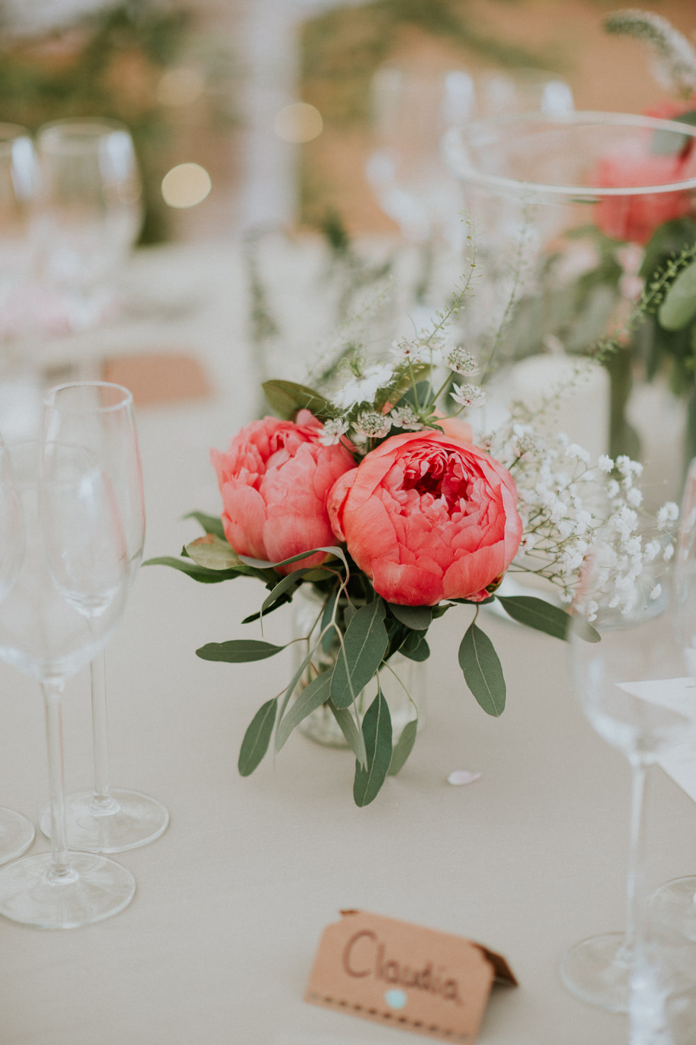 Coral Charm Peony Peonies Table Flowers Centrepiece Decor Harry Warren House Wedding Big Bouquet Photography