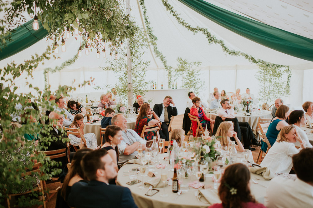Pole Tent Marquee Greenery Foliage Trees Edison Lights Lighting Drapes Green Harry Warren House Wedding Big Bouquet Photography