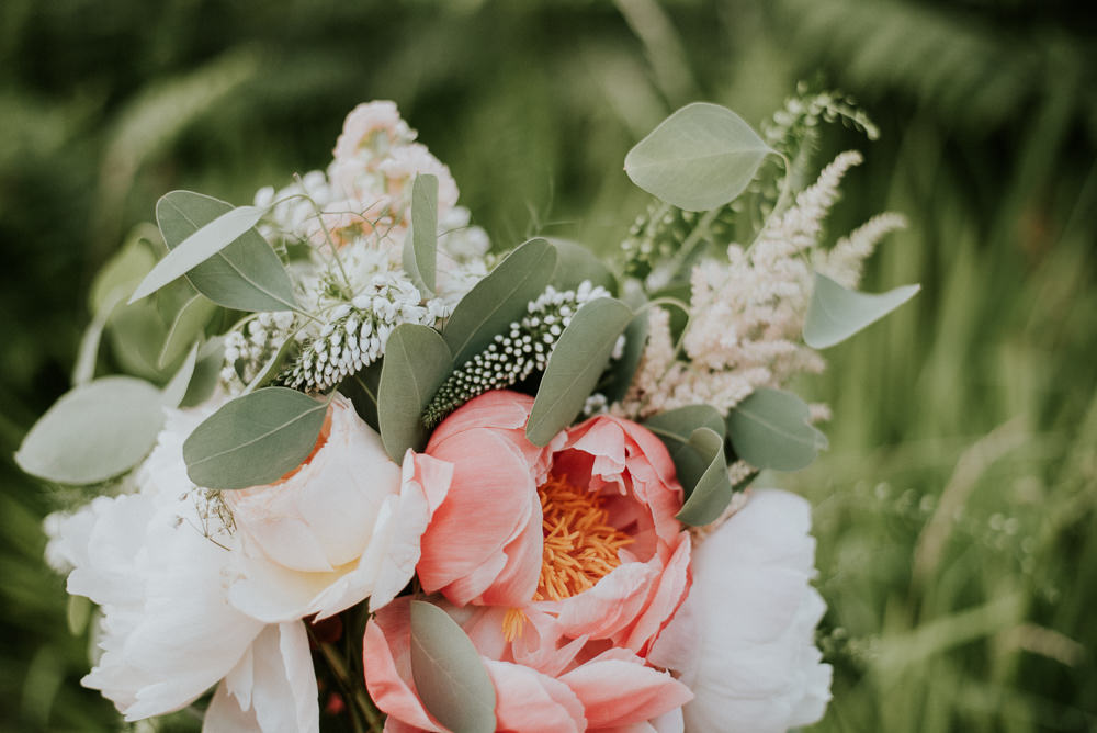 Bouquet Flowers Bride Bridal Peony Peonies Coral Charm Pink Rose Greenery Foliage Gypsophila Harry Warren House Wedding Big Bouquet Photography