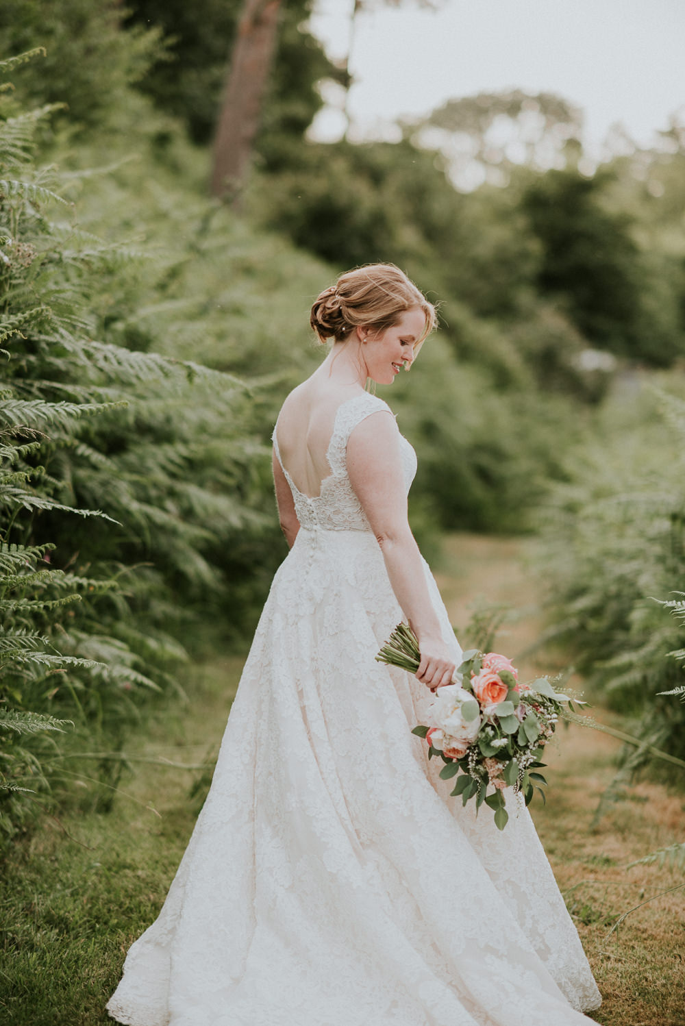 Dress Bride Bridal Lace Straps Train Pronovias Gown Veil Harry Warren House Wedding Big Bouquet Photography