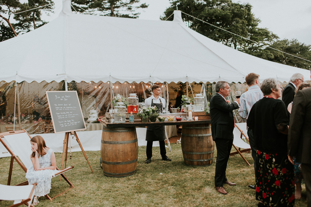 Barrel Bar Rustic Pole Tent Marquee Festoon Lights Harry Warren House Wedding Big Bouquet Photography