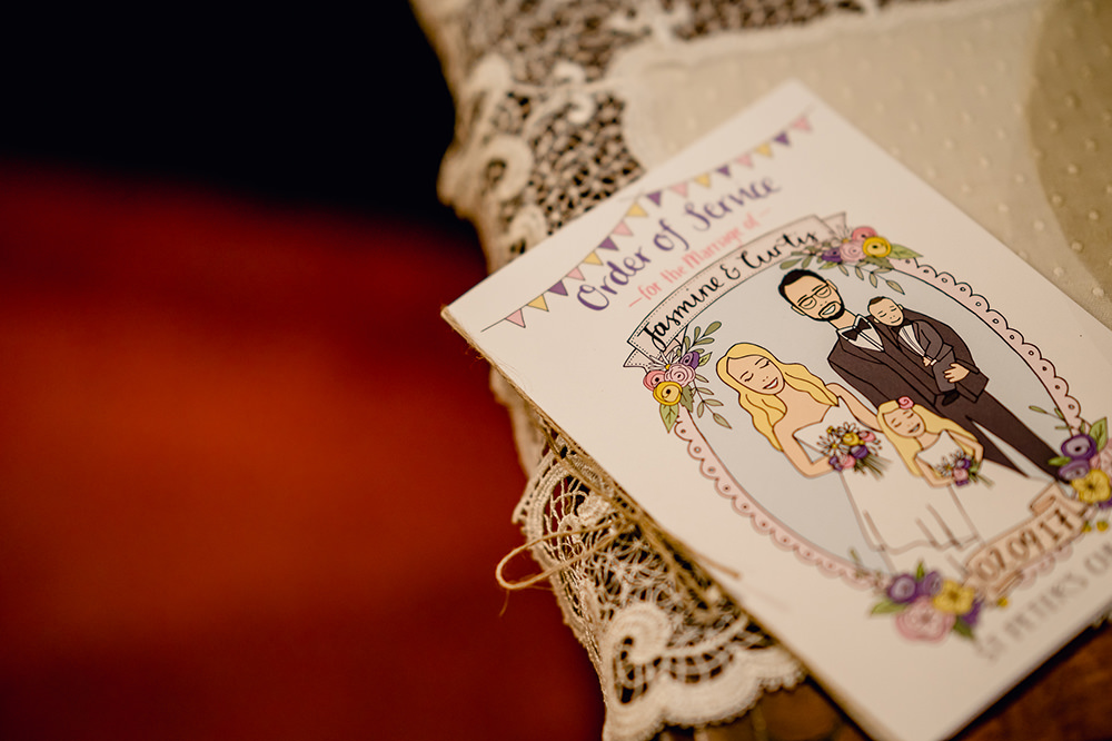 Stationery Order of Service Illustrated Heaton House Farm Wedding Steven Rooney Photography