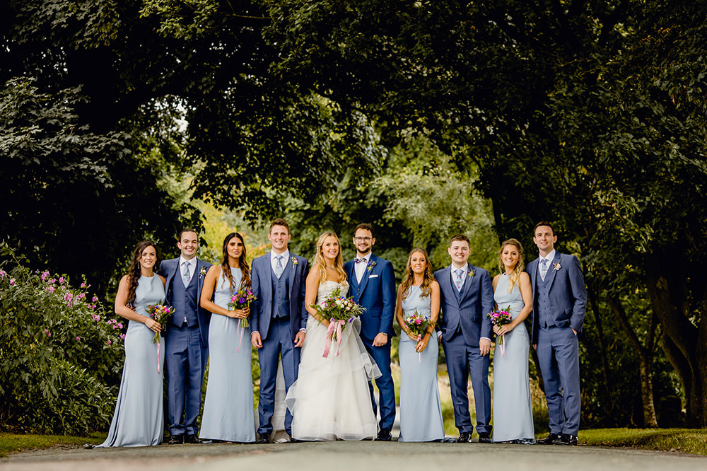Bride Bridal Sweetheart Neckline A Line Layered Tulle Hugo Boss Waistcoat Blue Groom Pale Blue Bridesmaids Heaton House Farm Wedding Steven Rooney Photography