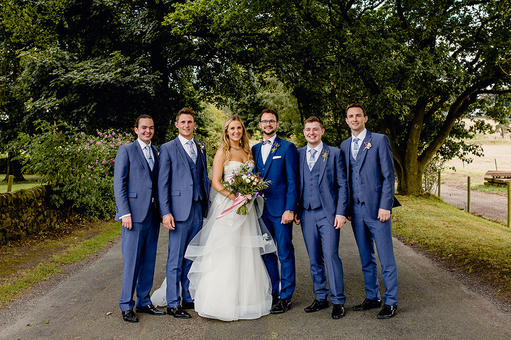 Bride Bridal Sweetheart Neckline A Line Layered Tulle Hugo Boss Waistcoat Blue Groom Groomsmen Heaton House Farm Wedding Steven Rooney Photography