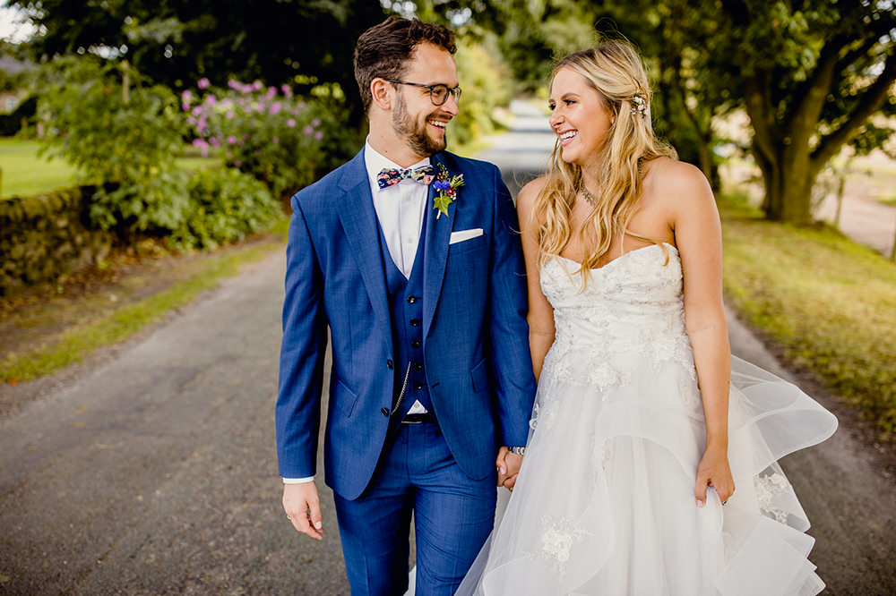 Bride Bridal Sweetheart Neckline A Line Layered Tulle Hugo Boss Waistcoat Blue Groom Heaton House Farm Wedding Steven Rooney Photography