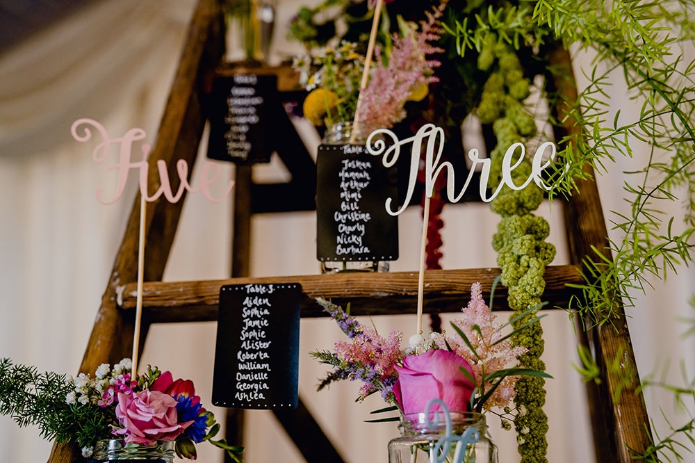 Table Plan Seating Chart Stepladder Laser Cut Numbers Blackboard Heaton House Farm Wedding Steven Rooney Photography