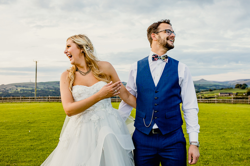 Bride Bridal Sweetheart Neckline A Line Layered Tulle Hugo Boss Waistcoat Blue Groom Heaton House Farm Wedding Steven Rooney Photography