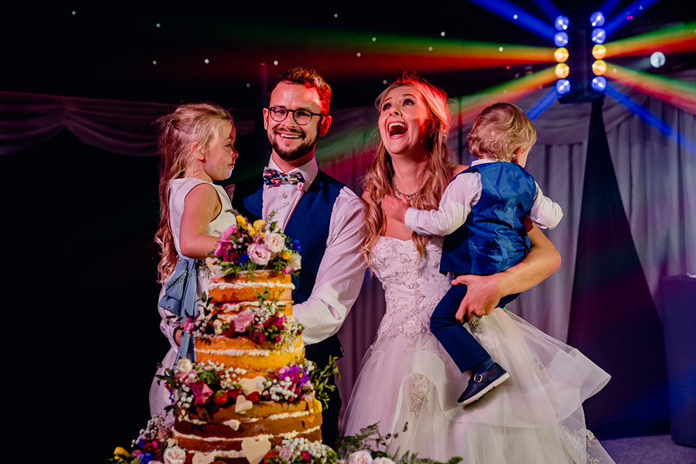Bride Bridal Sweetheart Neckline A Line Layered Tulle Hugo Boss Waistcoat Blue Groom Naked Cake Fruit Flowers Flower Girl Page Boy Heaton House Farm Wedding Steven Rooney Photography