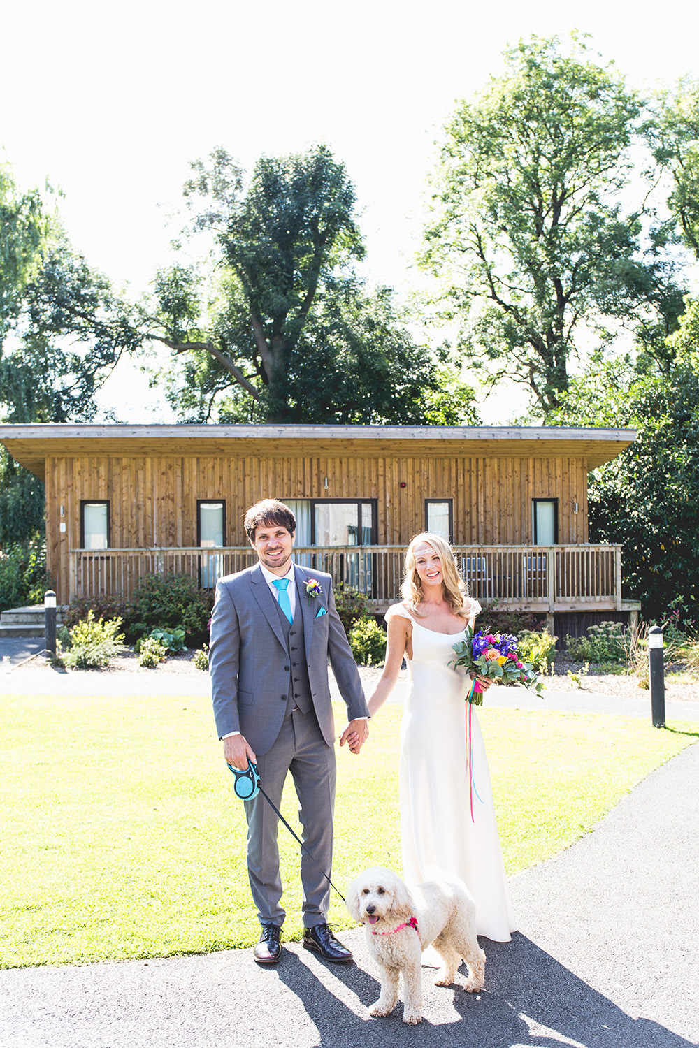 Dog Pet Bride Groom Hothorpe Hall Woodlands Wedding Lucy Long Photography