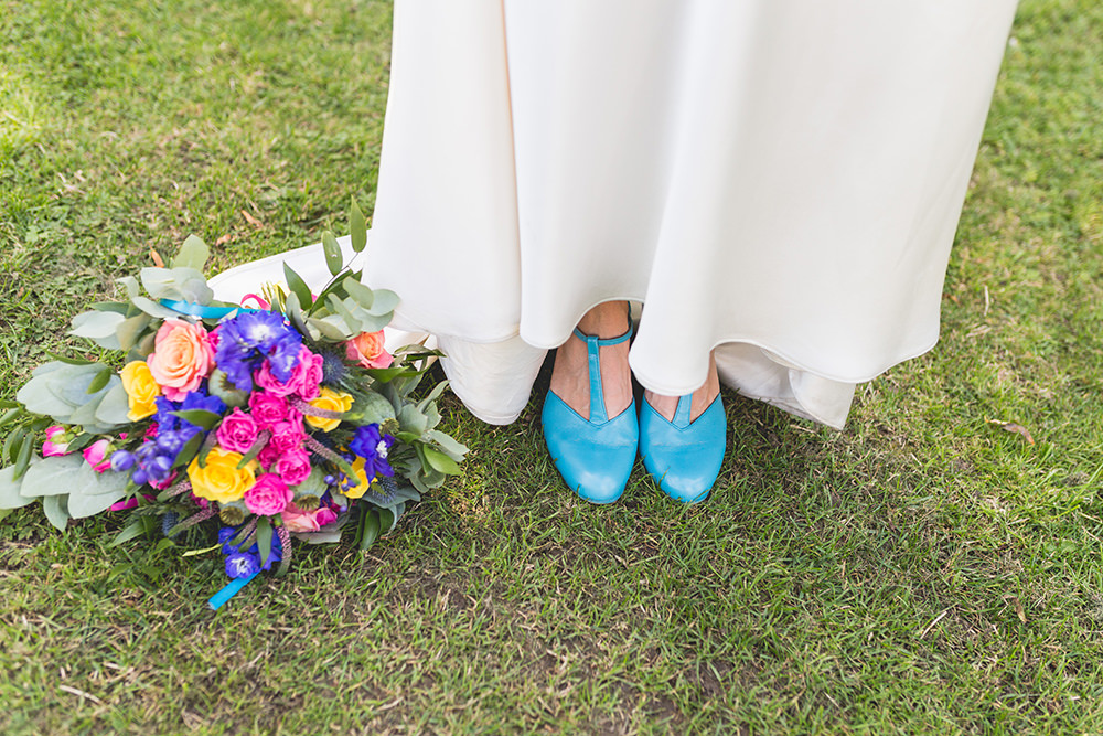 Blue Shoes Bride Bridal T Bar Hothorpe Hall Woodlands Wedding Lucy Long Photography