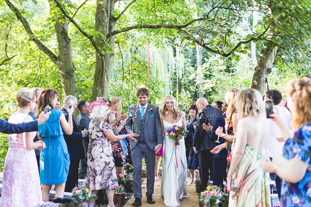 Confetti Throw Aisle Hothorpe Hall Woodlands Wedding Lucy Long Photography