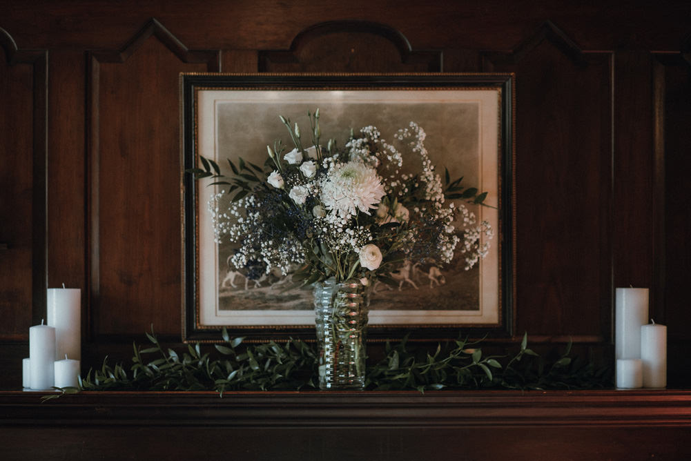 Forest Trees Castle Loch Simple Decor Greenery Fairy Lights Garland Rustic | Intimate Winter Outdoor Scotland Wedding Christopher Ian Photography
