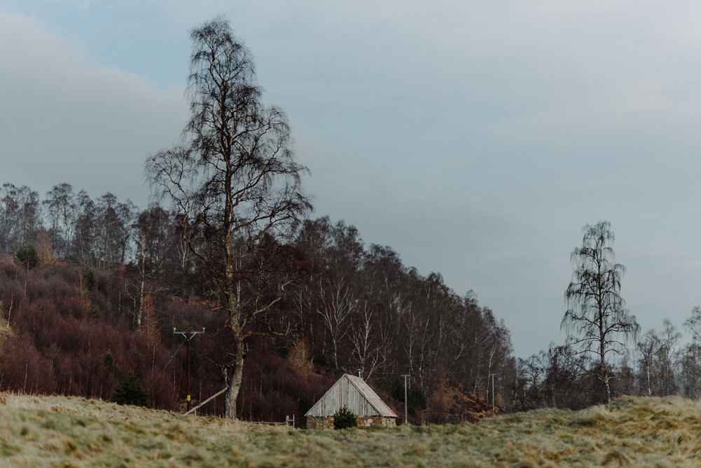 Forest Trees Castle Loch House Dramatic Landscape | Intimate Winter Outdoor Scotland Wedding Christopher Ian Photography