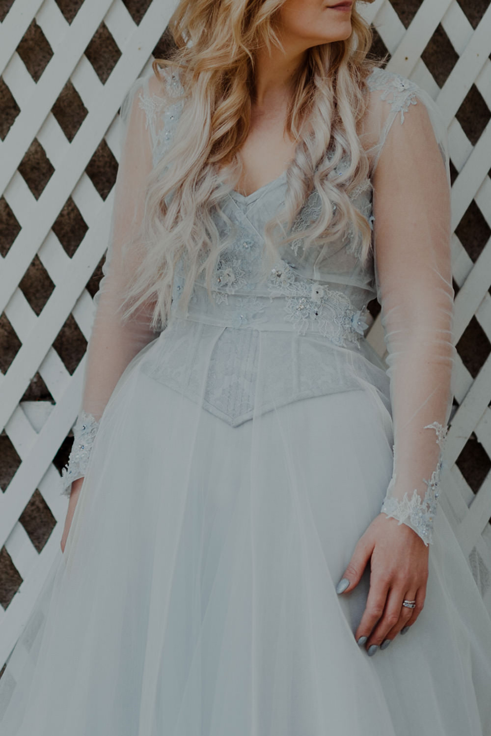 Forest Trees Castle Loch House Bride Blue Corset Bespoke Gown Floral Lace | Intimate Winter Outdoor Scotland Wedding Christopher Ian Photography