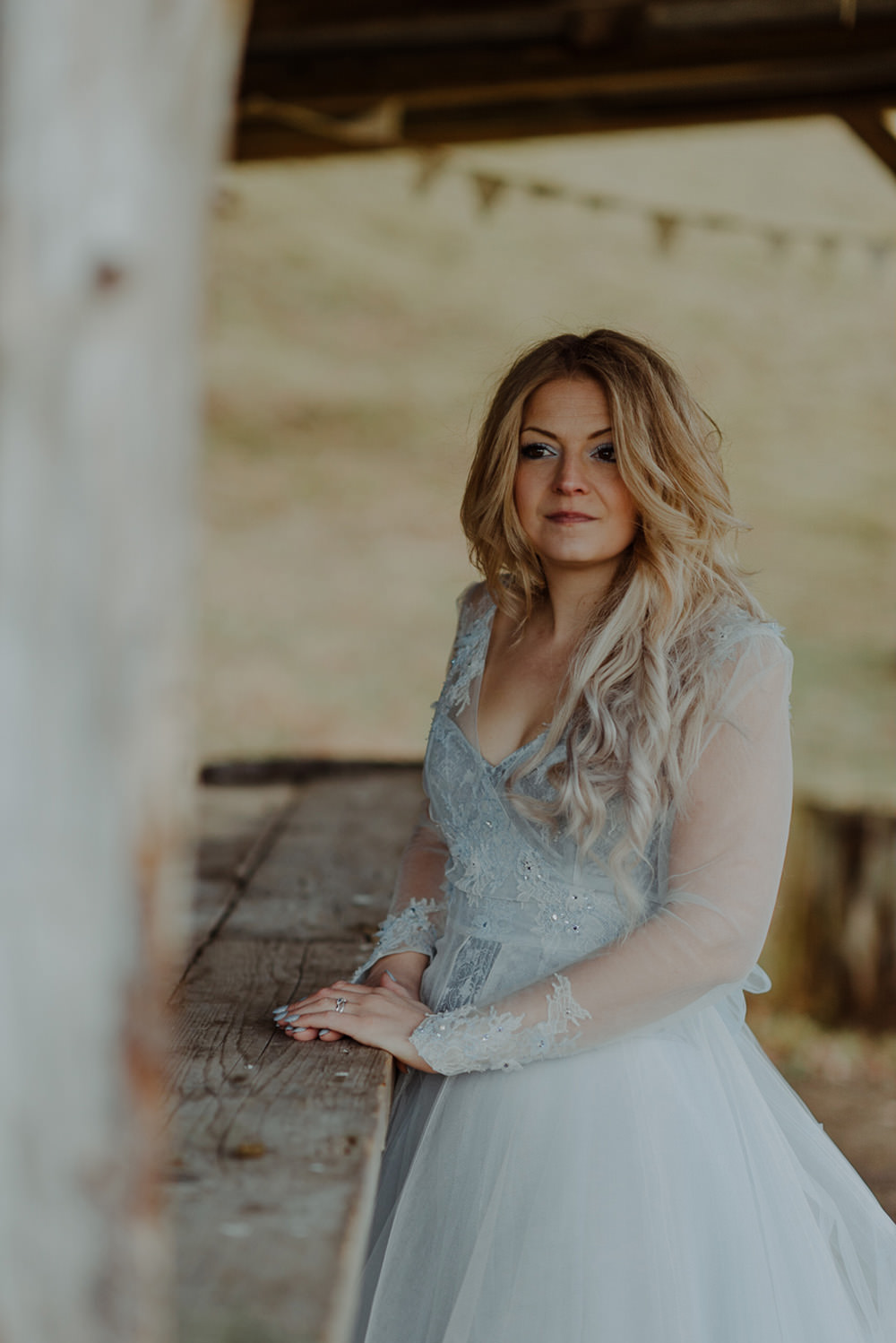 Forest Trees Castle Loch House Bride Blue Corset Bespoke Gown | Intimate Winter Outdoor Scotland Wedding Christopher Ian Photography