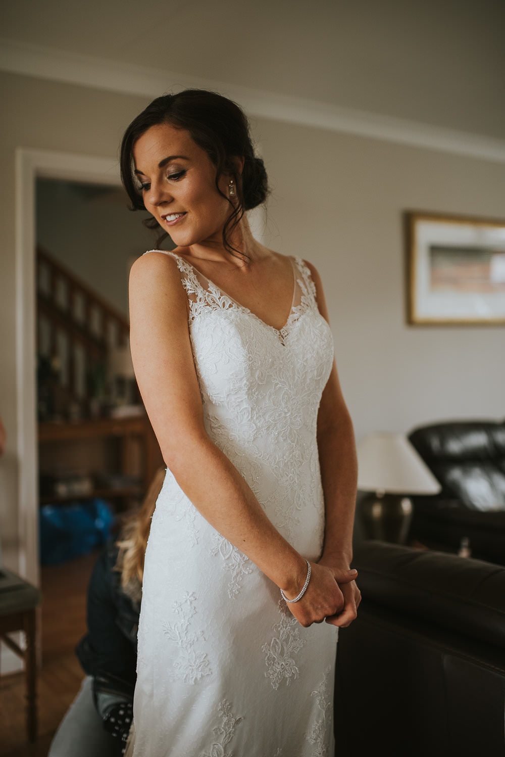 Bride Bridal Lace Sweetheart Neckline Straps Sleeveless Macdonald Houston Hotel Wedding Martin Venherm Photography