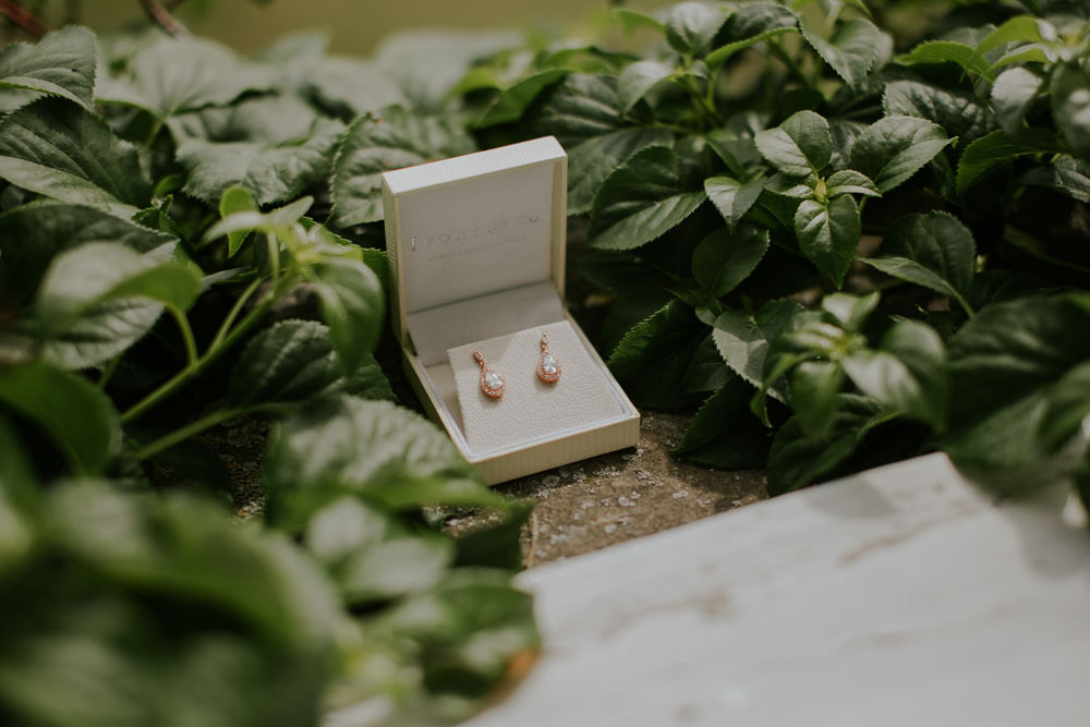 Rose Gold Earrings Bride Bridal Middleton Lodge Wedding Jamie Sia Photography