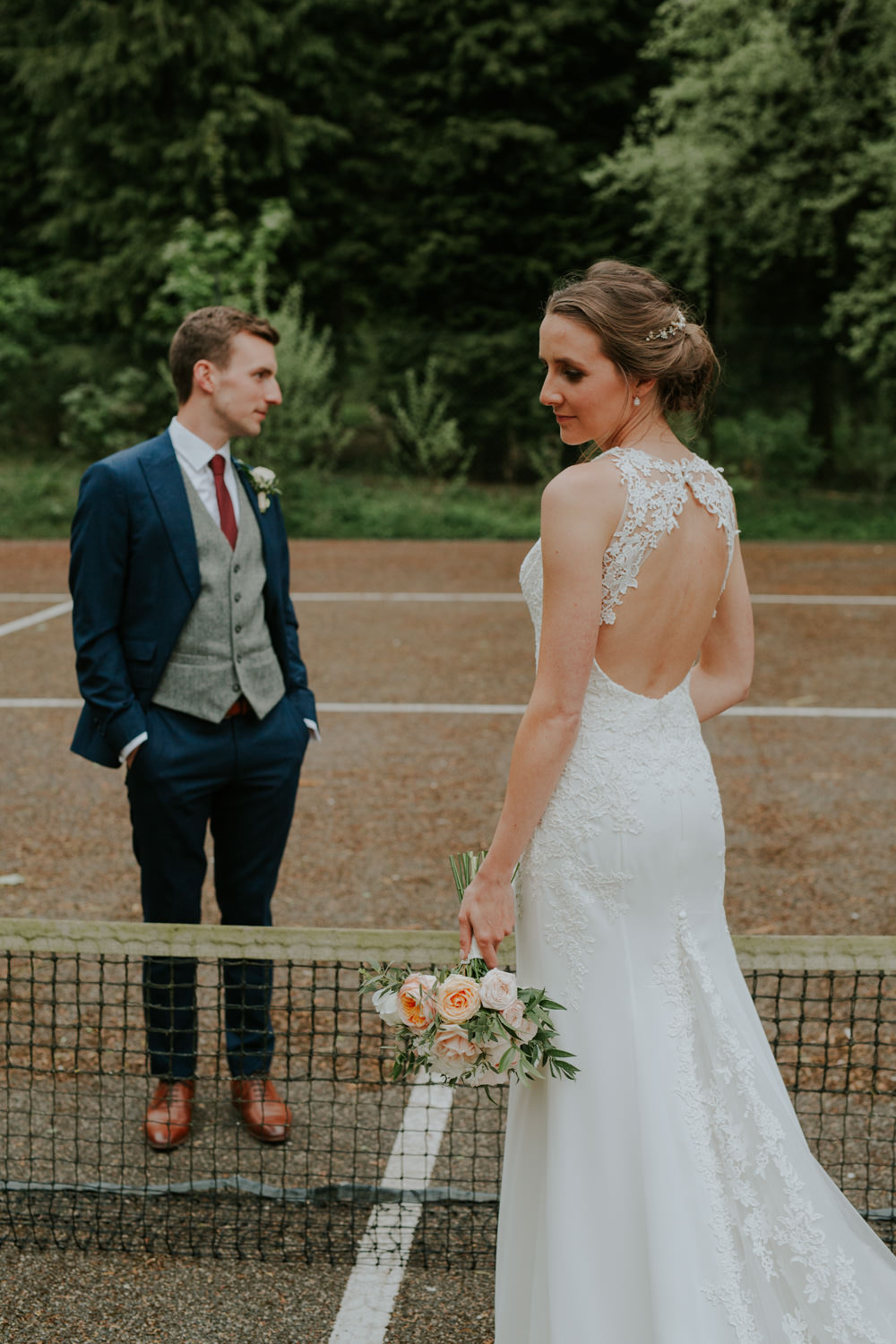 Dress Gown Bride Bridal Lace Train Keyhole Back Middleton Lodge Wedding Jamie Sia Photography