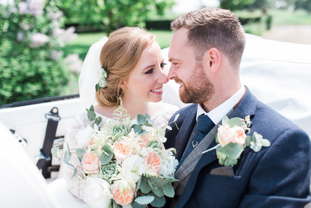 Bride Bridal Maggie Sottero Lace Long Sleeves A Line Navy Groom Suit Peach Rose Peony Eucalyptus Bouquet Moreves Barn Wedding Gemma Giorgio Photography