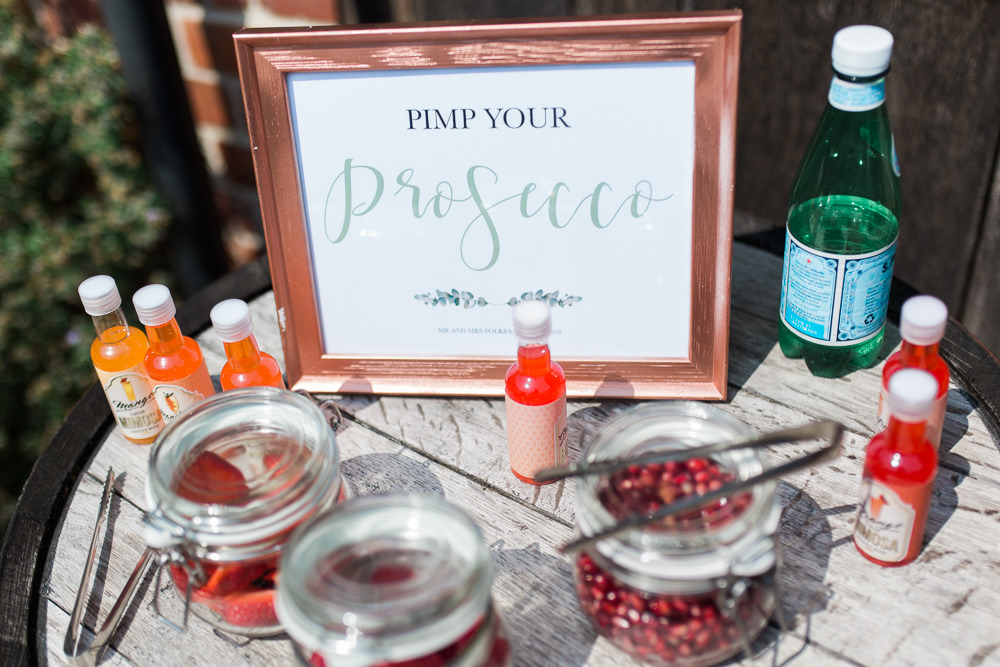 Pimp Your Prosecco Station Moreves Barn Wedding Gemma Giorgio Photography